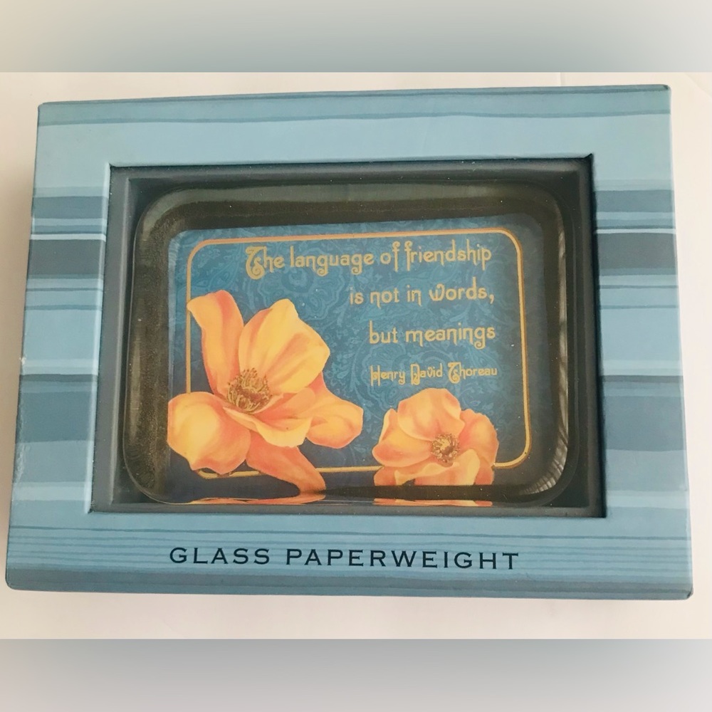 New Punch Studio Glass Paperweight Gold Foil Lettering Henry David Thoreau Quote - Picture 7 of 16